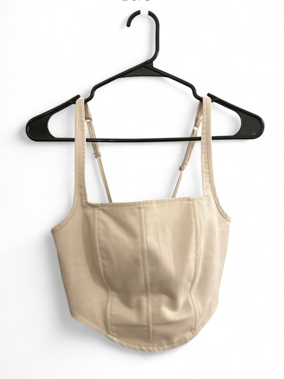 Kittenish Beige Corset-Style Crop Top XS